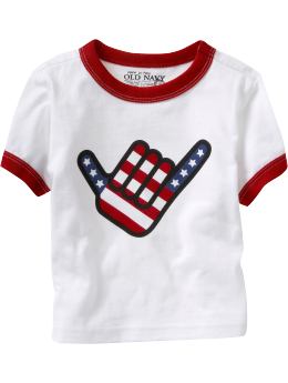 Old Navy Flag-Print Shaka Ringer Tees for Baby