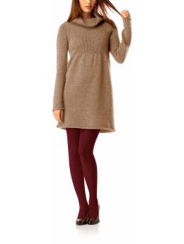 Women: Women's Turtleneck Sweater Dresses - Tan Heather