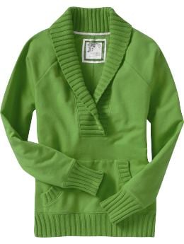 Women: Women's Shawl-Collar Pullovers - Green Spire