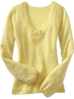 Women: Women's Cashmere Scoop-Neck Sweaters - Morning Sun