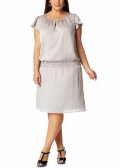 Women's Plus: Women's Plus Crinkle-Chiffon Keyhole Dresses - Dove