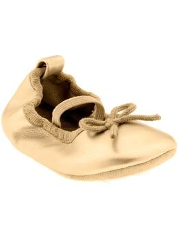 Shoes & Accessories: Metallic Ballet Slippers for Baby - Gold