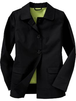 Women: Women's Button-Front Raincoats - Black