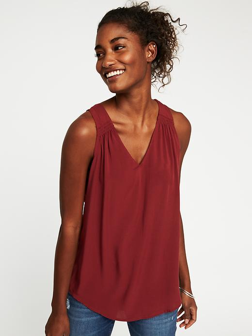 View large product image 1 of 1. Relaxed Cut-Out Back V-Neck Tank for Women