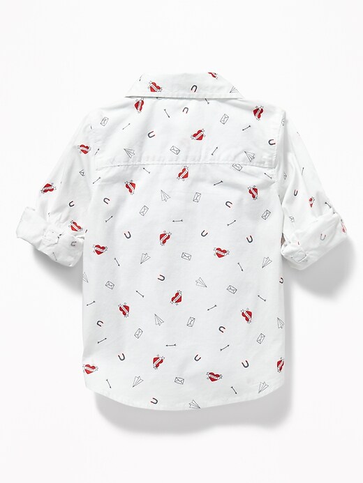 View large product image 2 of 4. Printed Rolled-Cuff Poplin Shirt for Toddler Boys