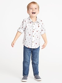 View large product image 3 of 4. Printed Rolled-Cuff Poplin Shirt for Toddler Boys