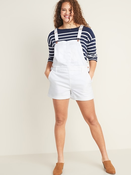 Image number 6 showing, White Jean Shortalls For Women