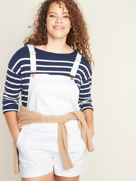 Image number 8 showing, White Jean Shortalls For Women