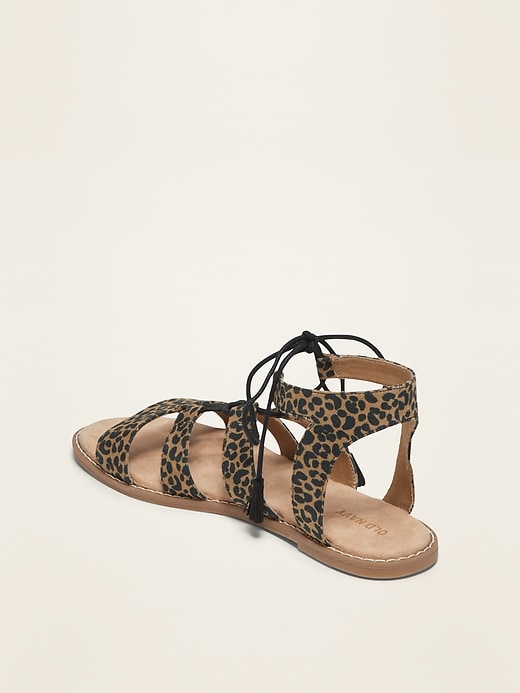Image number 3 showing, Faux-Suede Lace-Up Gladiator Sandals