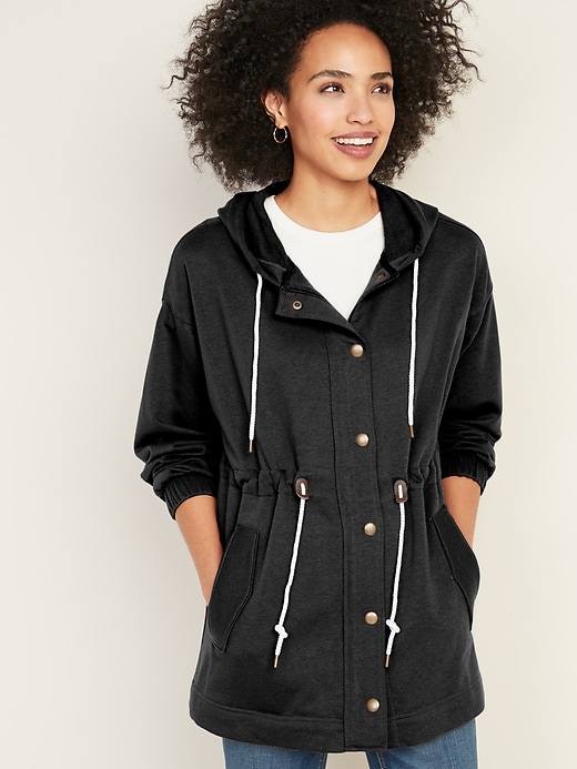 View large product image 1 of 2. Soft-Brushed Hooded Utility Jacket for Women