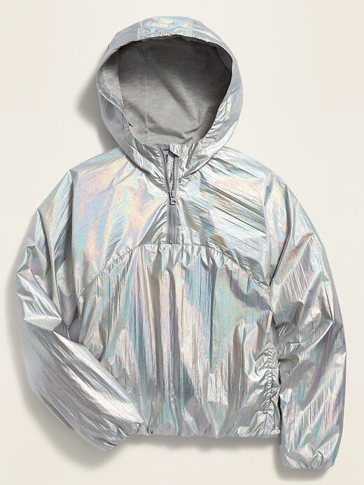 View large product image 1 of 1. 1/4-Zip Iridescent Pullover Hoodie for Girls