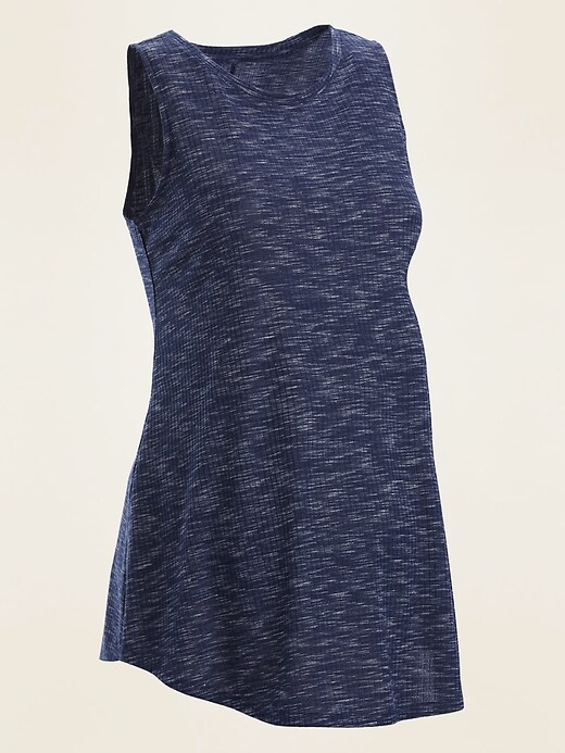 View large product image 1 of 1. Maternity Space-Dyed Rib-Knit Tunic Tank Top