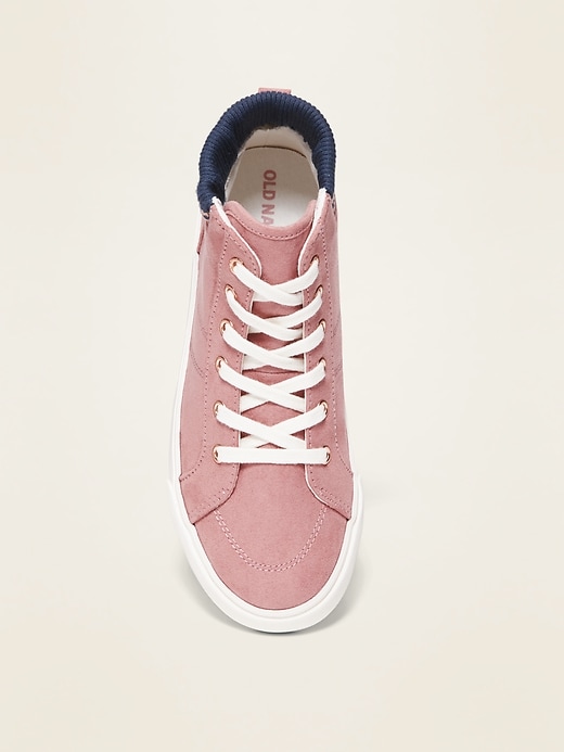 View large product image 2 of 3. Faux-Suede Pink High-Tops for Girls