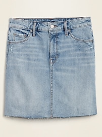 View large product image 3 of 3. High-Waisted Frayed-Hem Jean Skirt for Women