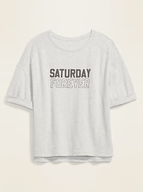 View large product image 3 of 3. Oversized "Saturday Forever" Rolled-Sleeve Sweatshirt for Women
