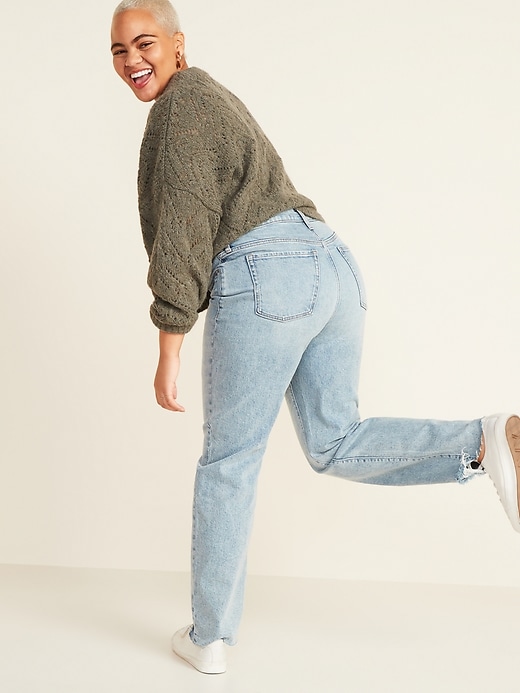 Image number 6 showing, Extra High-Waisted Sky-Hi Straight Raw-Hem Jeans for Women