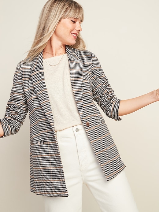View large product image 1 of 3. Oversized Patterned Blazer for Women