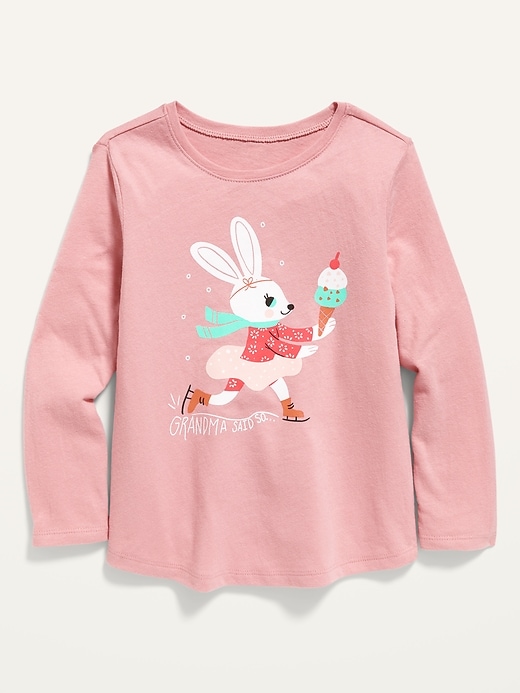 View large product image 1 of 2. Graphic Long-Sleeve Tee For Toddler Girls