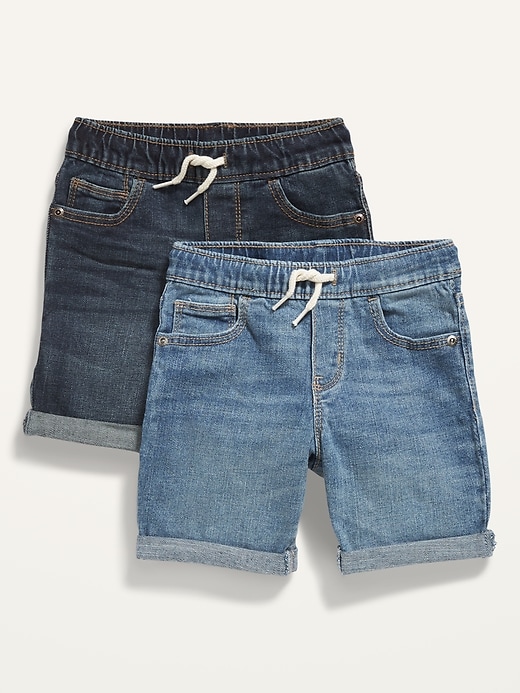 View large product image 1 of 2. 360° Stretch Pull-On Jean Shorts for Toddler Boys