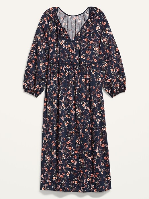Image number 4 showing, Puff-Sleeved Floral-Print Midi Poet Swing Dress for Women