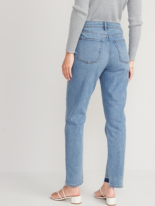 Image number 2 showing, Mid-Rise Boyfriend Straight Cut-Off Jeans