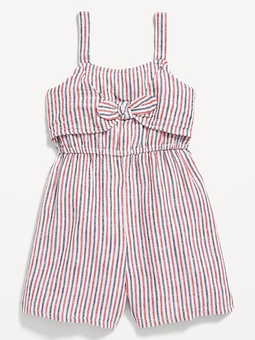 View large product image 1 of 3. Sleeveless Striped Linen-Blend Romper for Toddler Girls