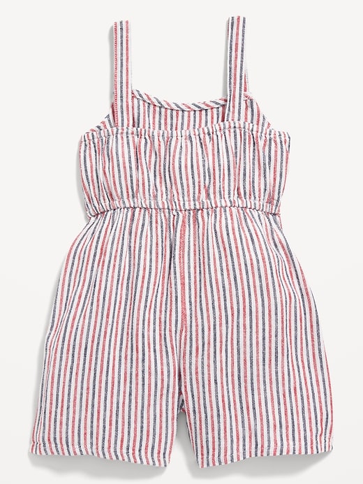 View large product image 2 of 3. Sleeveless Striped Linen-Blend Romper for Toddler Girls