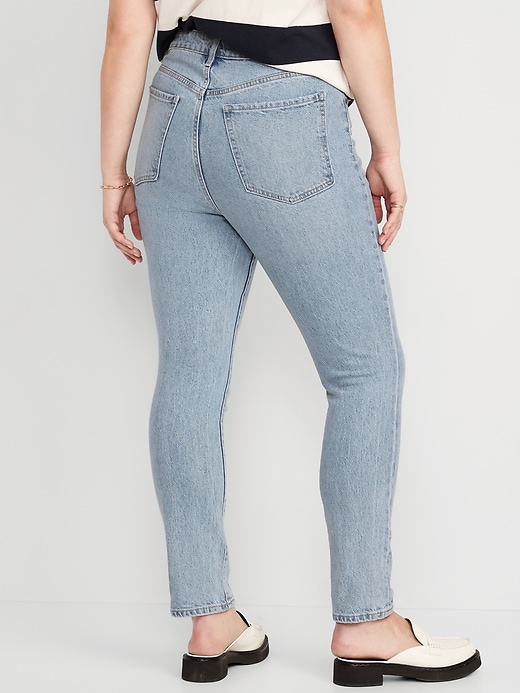 Image number 6 showing, Extra High-Waisted Hidden Button-Fly Pop Icon Distressed Skinny Jeans