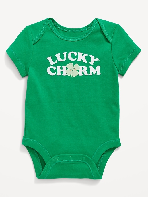 View large product image 1 of 2. Unisex "Lucky Charm" Graphic Bodysuit for Baby