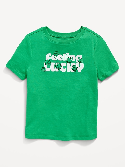 View large product image 1 of 3. St. Patrick's Day "Feeling Lucky" Unisex Matching Graphic T-Shirt for Toddler