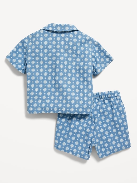 View large product image 2 of 3. Matching Short-Sleeve Printed Linen-Blend Shirt & Shorts Set for Baby