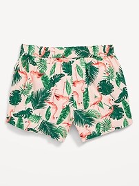 View large product image 4 of 5. High-Waisted Linen-Blend Matching Printed Shorts for Girls