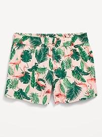 View large product image 3 of 5. High-Waisted Linen-Blend Matching Printed Shorts for Girls