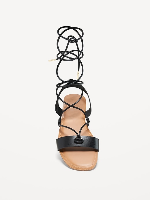 Image number 3 showing, Faux-Leather Lace-Up Gladiator Sandals