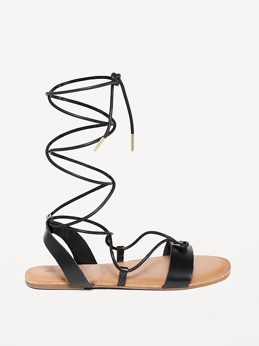 Image number 4 showing, Faux-Leather Lace-Up Gladiator Sandals