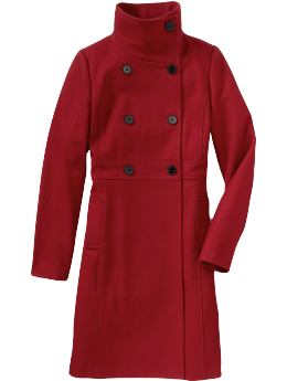 Women: Women's Wool-Blend Double-Breasted Coats - Red