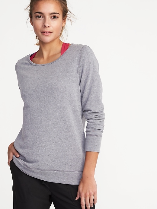 Image number 1 showing, Relaxed French-Terry Keyhole-Back Sweatshirt for Women