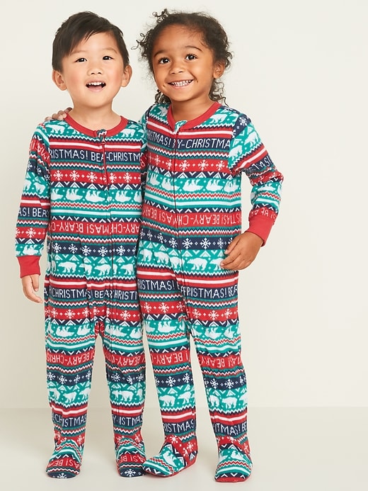 View large product image 1 of 4. Micro Performance Fleece Fair Isle Footie Pajama One-Piece for Toddler & Baby