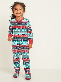 View large product image 3 of 4. Micro Performance Fleece Fair Isle Footie Pajama One-Piece for Toddler & Baby