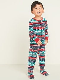 View large product image 4 of 4. Micro Performance Fleece Fair Isle Footie Pajama One-Piece for Toddler & Baby