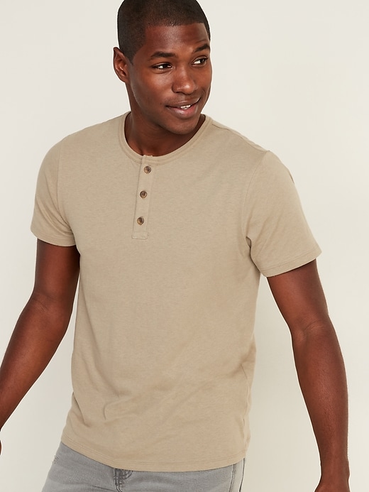 View large product image 1 of 1. Soft-Washed Jersey Short-Sleeve Henley