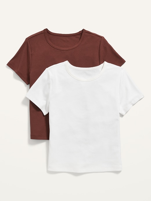 View large product image 2 of 2. Fitted Cropped Rib-Knit T-Shirt 2-Pack